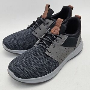 Skechers Melson Volgo Mens 9.5 Black Grey Memory Foam Sneakers 65474 BKGY